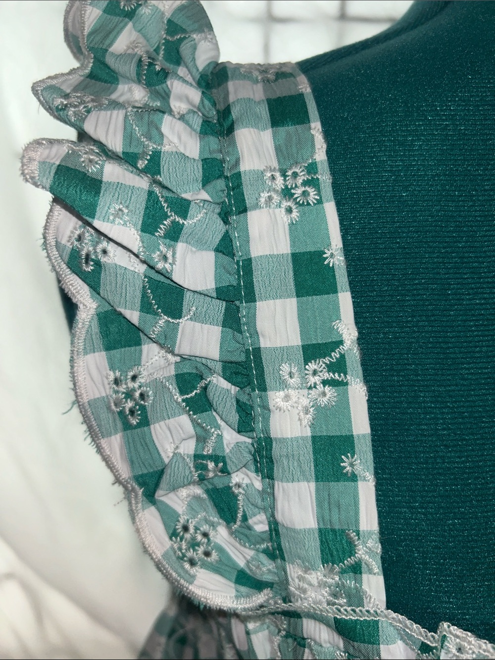 miami Green and White Gingham Tie-Front Sundress never worn. Size large - Picture 6 of 11
